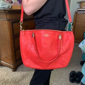 Coach purse, Vermilion ( orange-red) leather